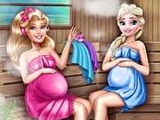 Hamile Barbie ve Elsa Saunada